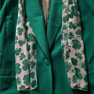 Pendleton pure virgin wool Green Blazer with Shamrock Scarf